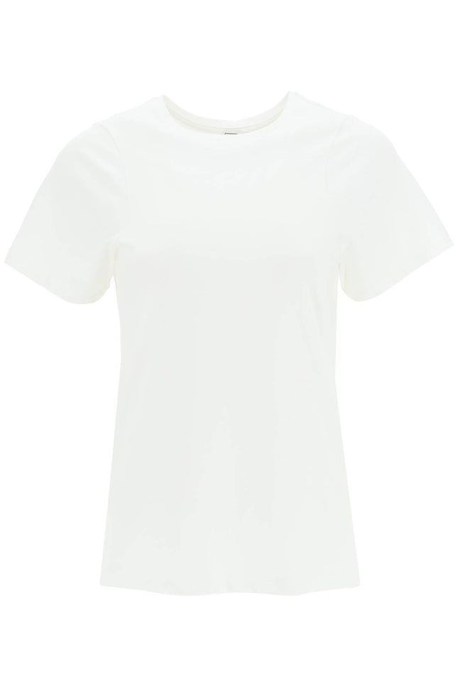 Toteme monogram-embroidered curved t-shirt-Toteme-Urbanheer