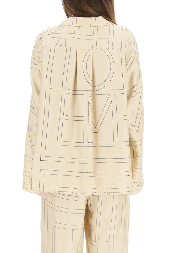 Toteme monogram silk twill pajama shirt-Toteme-Urbanheer