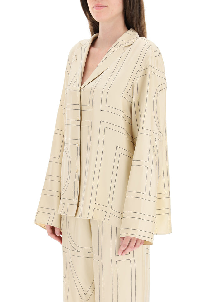 Toteme monogram silk twill pajama shirt-Toteme-Urbanheer