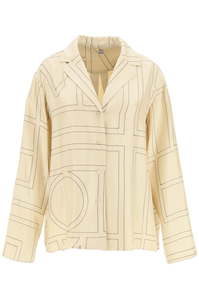 Toteme monogram silk twill pajama shirt-Toteme-Urbanheer