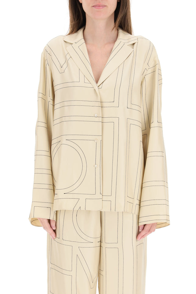 Toteme monogram silk twill pajama shirt-Toteme-Urbanheer