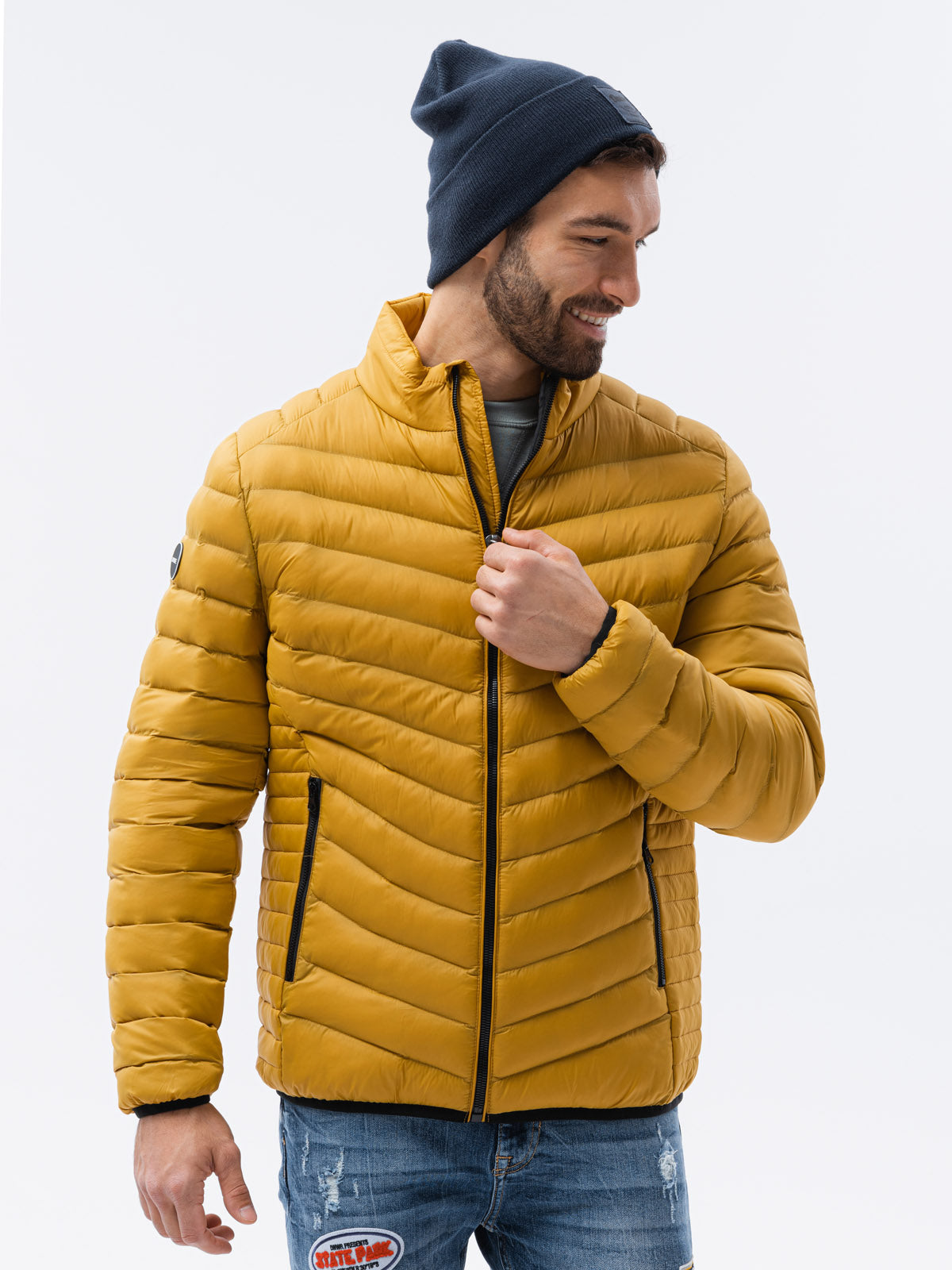 Men's quilted transition jacket Mustard Dreler-UHXE-Urbanheer