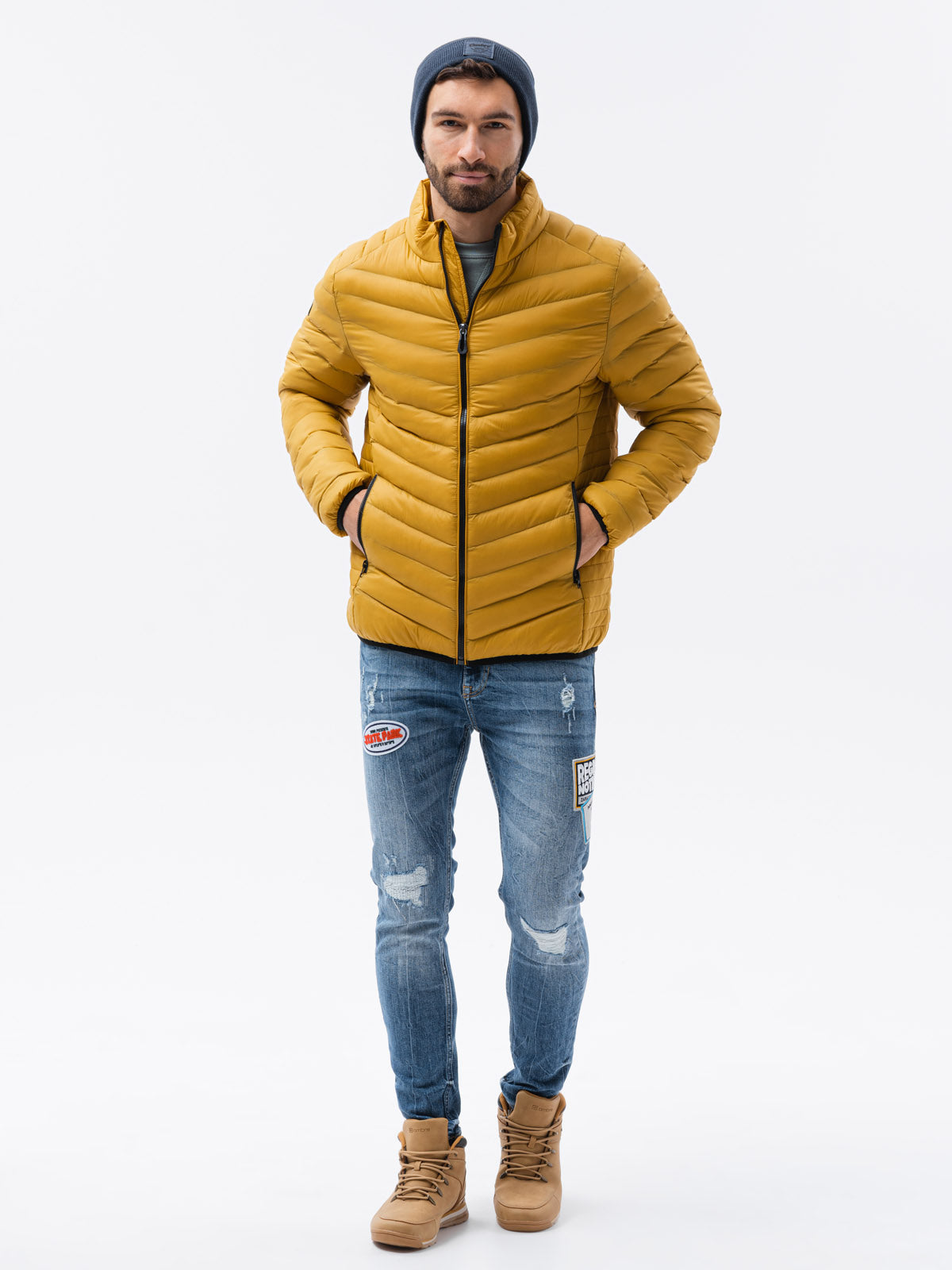 Men's quilted transition jacket Mustard Dreler-UHXE-Urbanheer