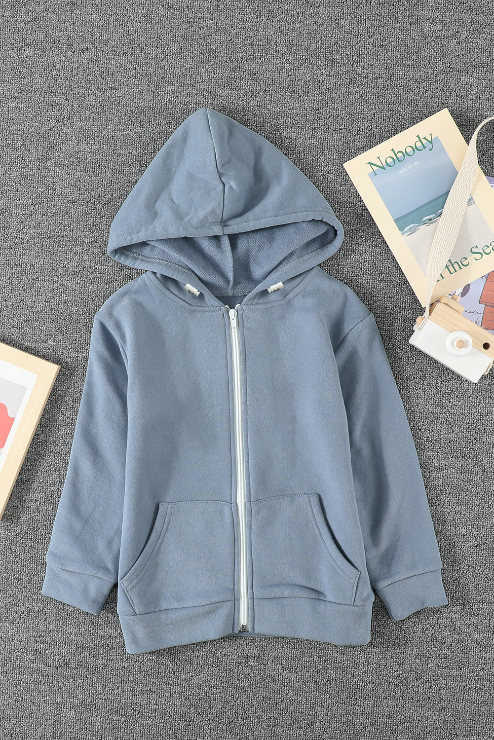 Girls Zip-Up Drawstring Hooded Jacket with Pockets-UHX-Urbanheer