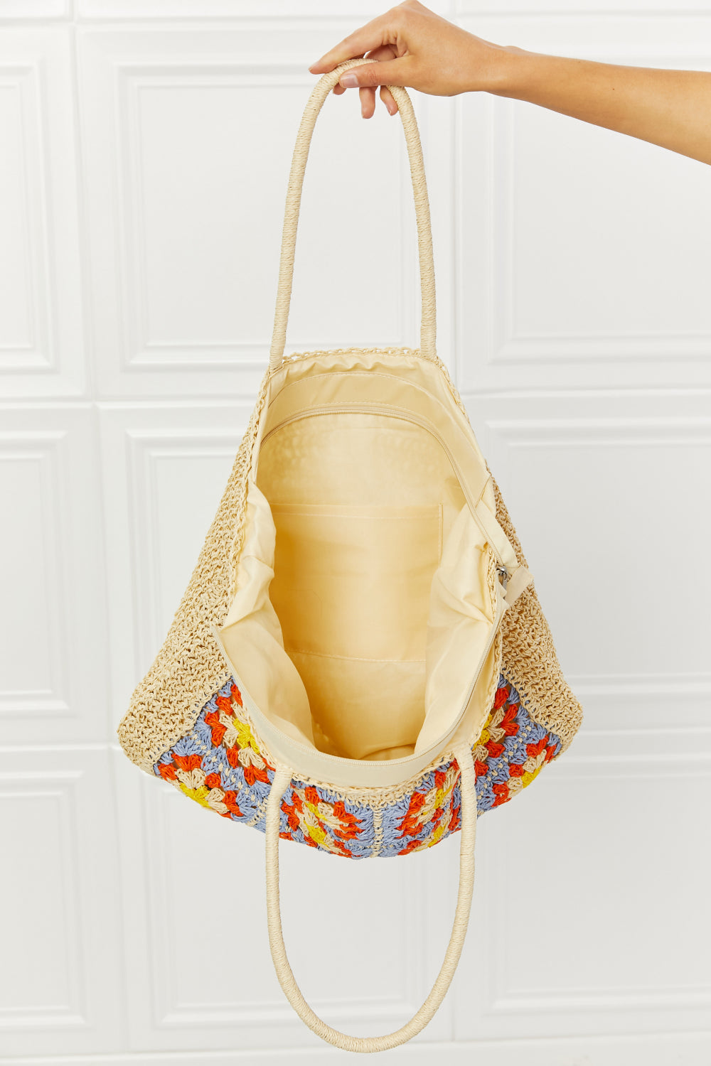 Fame Off The Coast Straw Tote Bag-UHX-Ivory-One Size-Urbanheer