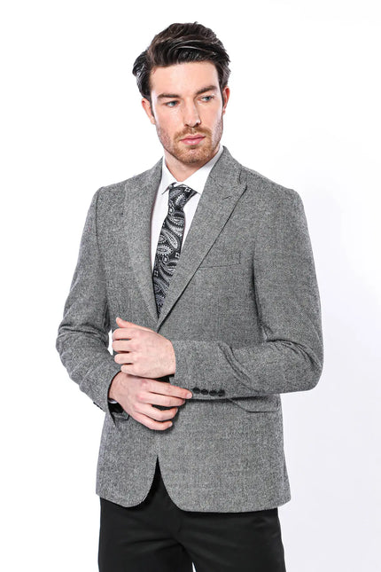 Peak Lapel Grey Blazer-Clothing-Wessi-Urbanheer