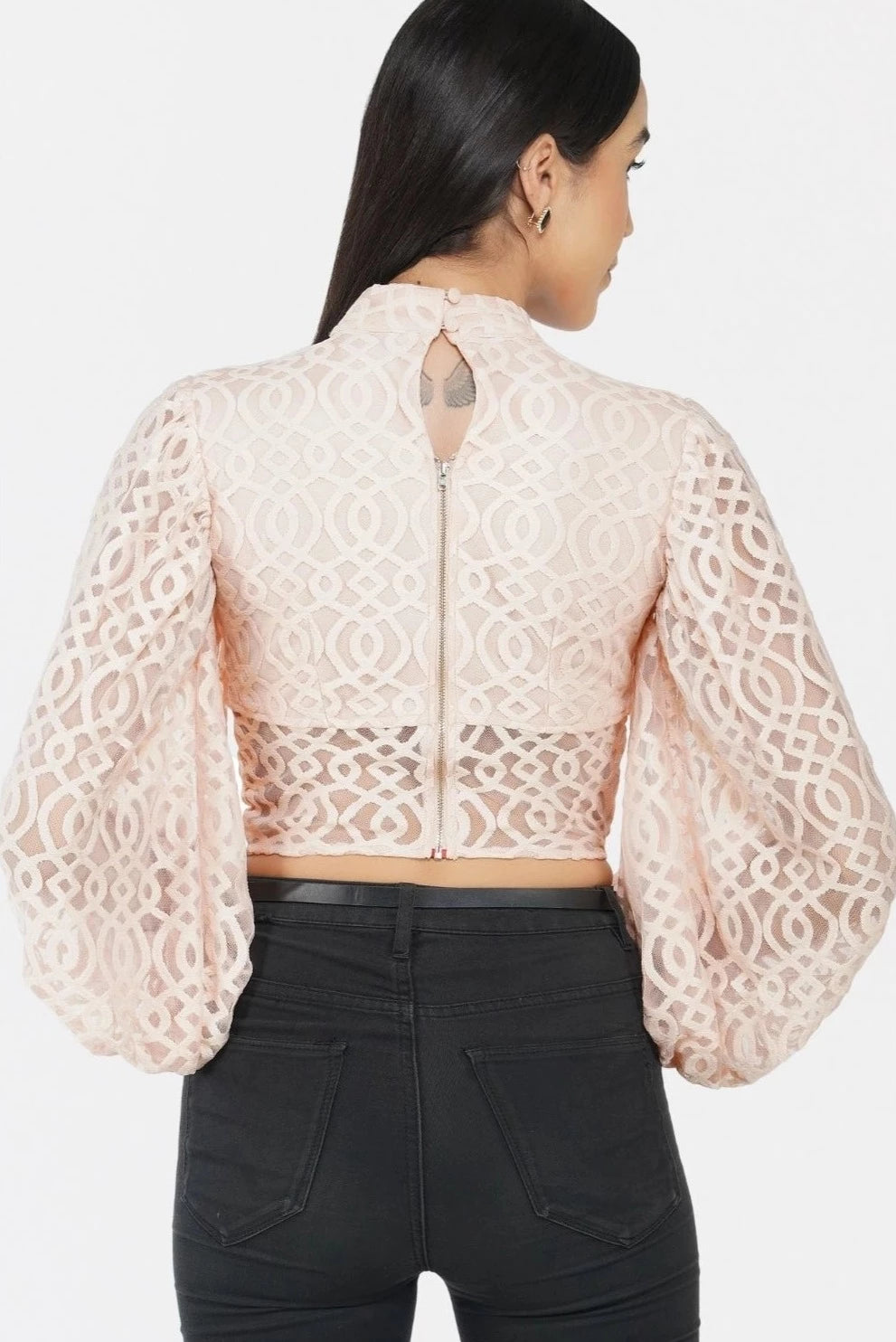 Marlee Lace Top in Nude.-lace and beads-Urbanheer