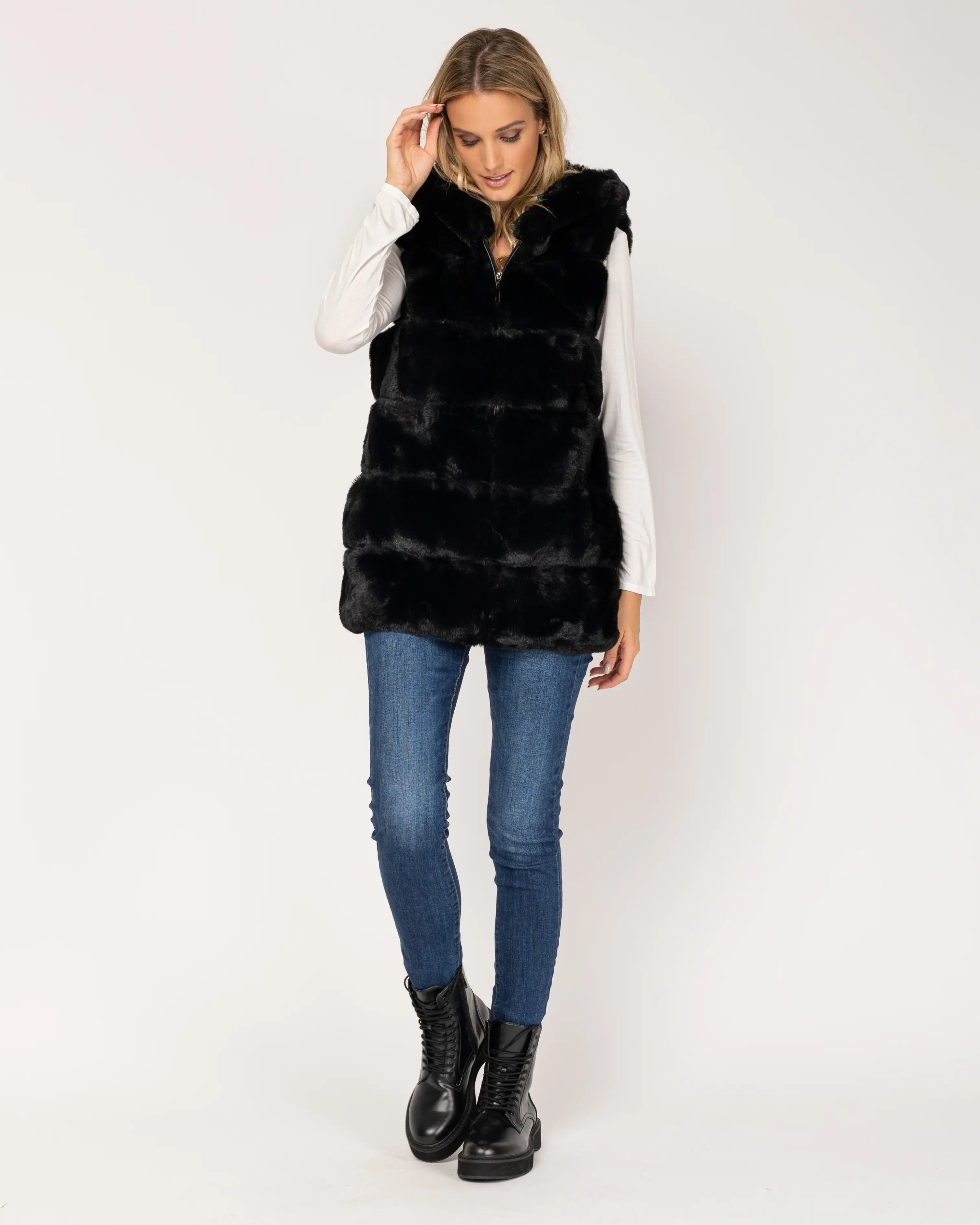 New Fur Vest Coat - Black-Tantra-Urbanheer