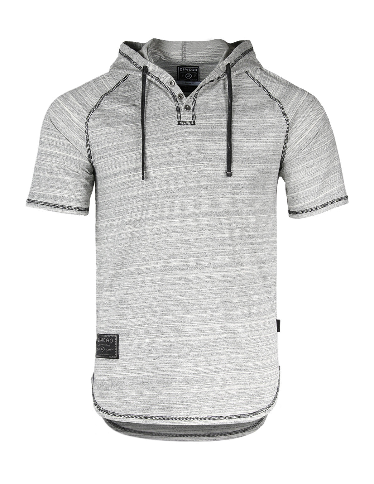 ZIMEGO Men's Short Sleeve Raglan Hoodie Round Bottom Semi Longline