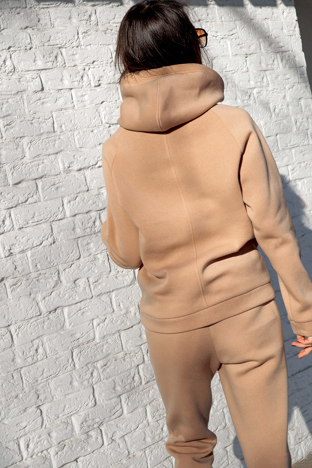 Beige track-pants and hoodie set оn fleece-2KStyle-Urbanheer