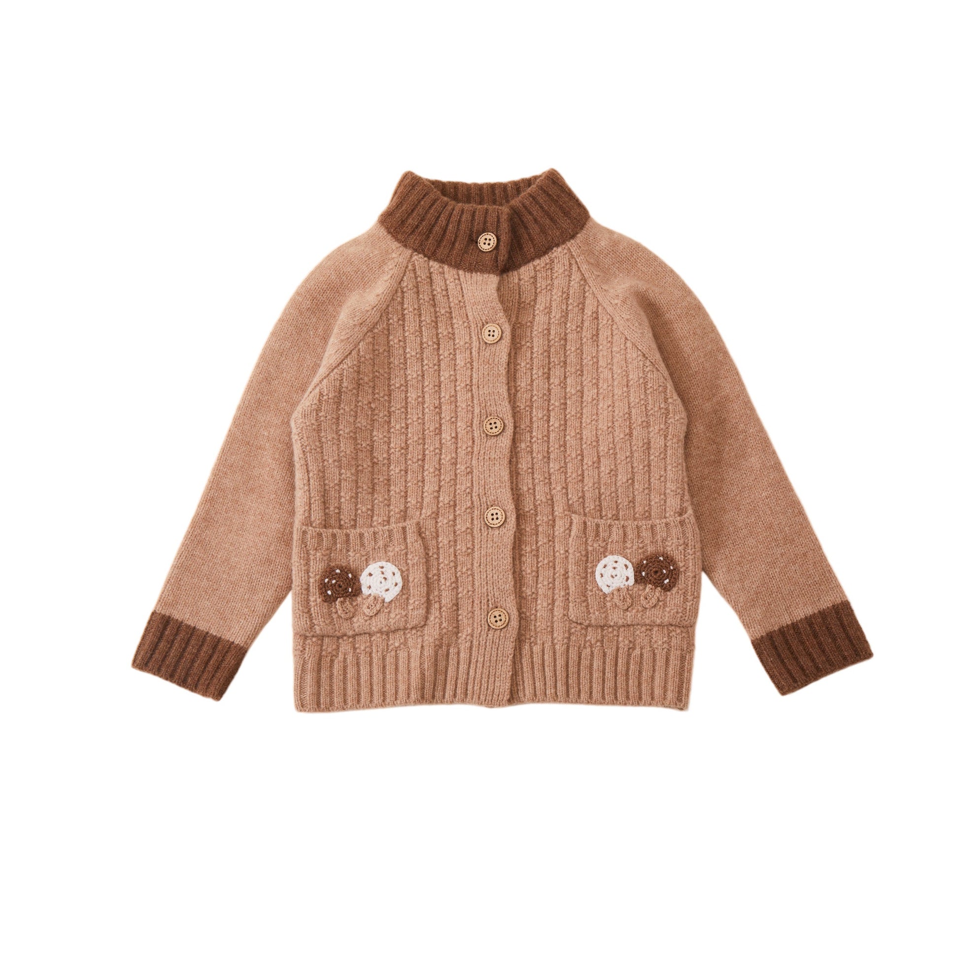 Toddler Merino Wool Cardigan-Caramel Mushroom-NORSU-ORGANIC-Urbanheer