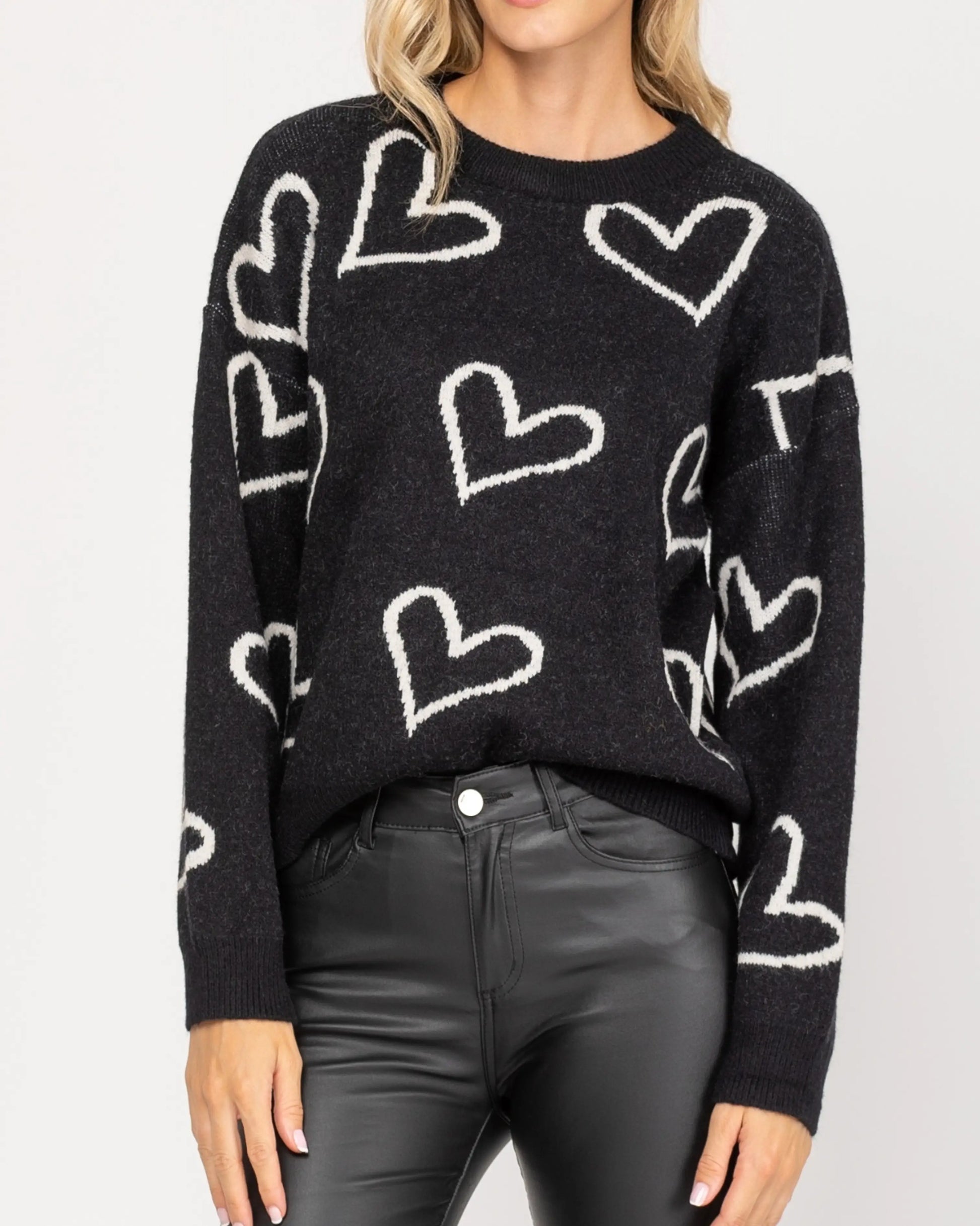 Knitted Sweater With Hearts.-Tantra-Urbanheer