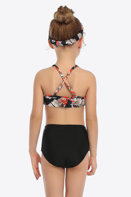 Botanical Print Ruffled Two-Piece Swim Set-UHX-Urbanheer