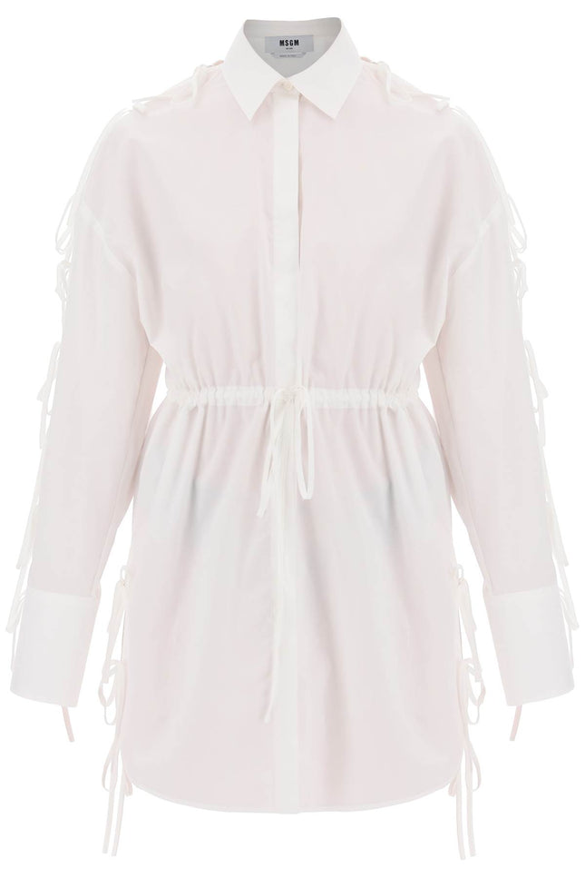 Msgm mini shirt dress with cut-outs and bows-MSGM-40-Urbanheer