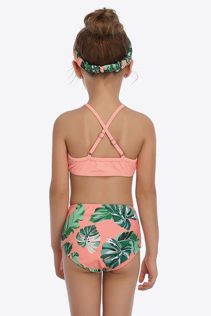 Botanical Print Ruffled Two-Piece Swim Set-UHX-Urbanheer