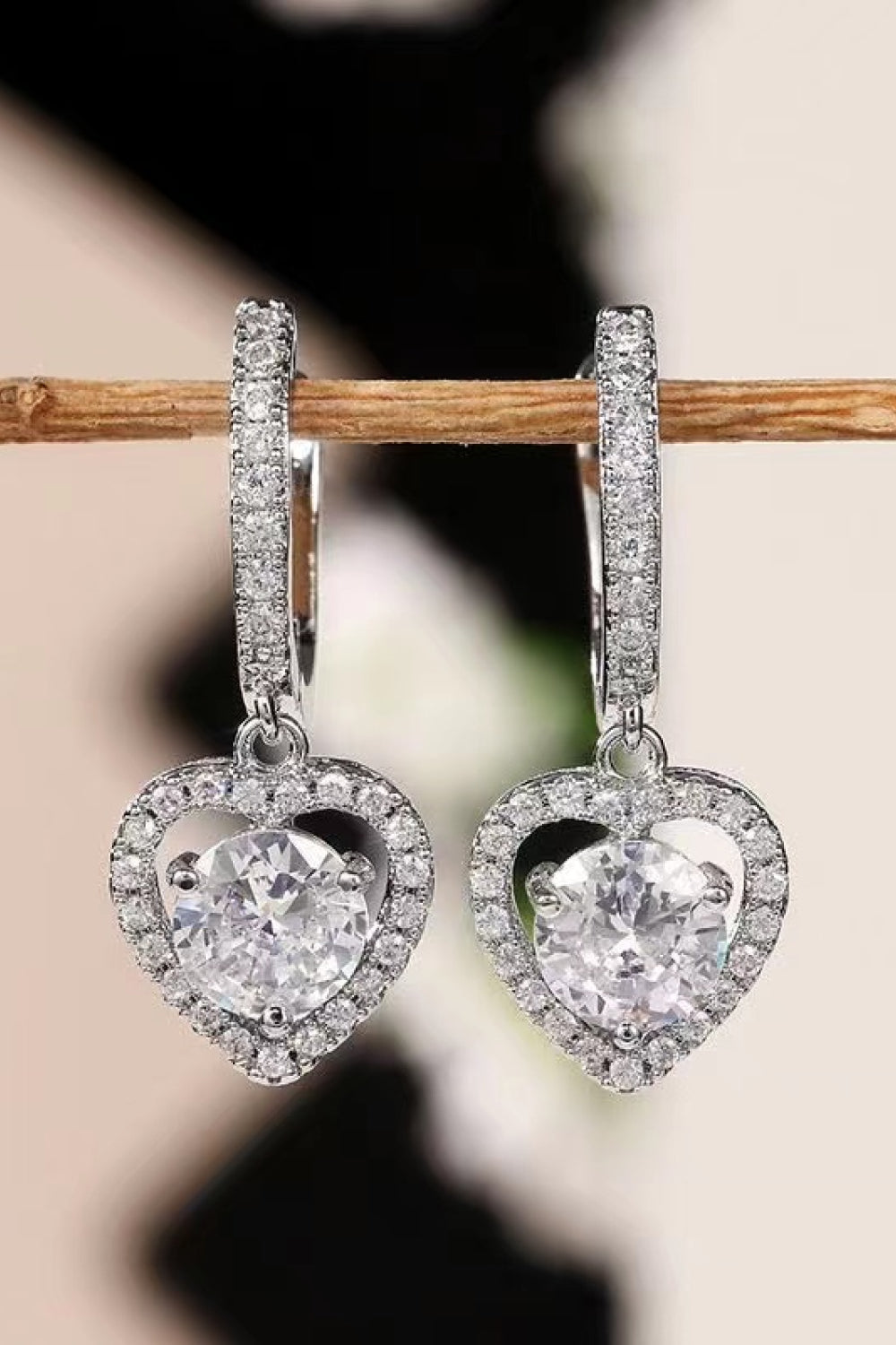 2 Carat Moissanite Platinum-Plated Heart Drop Earrings-UHX-Silver-One Size-Urbanheer