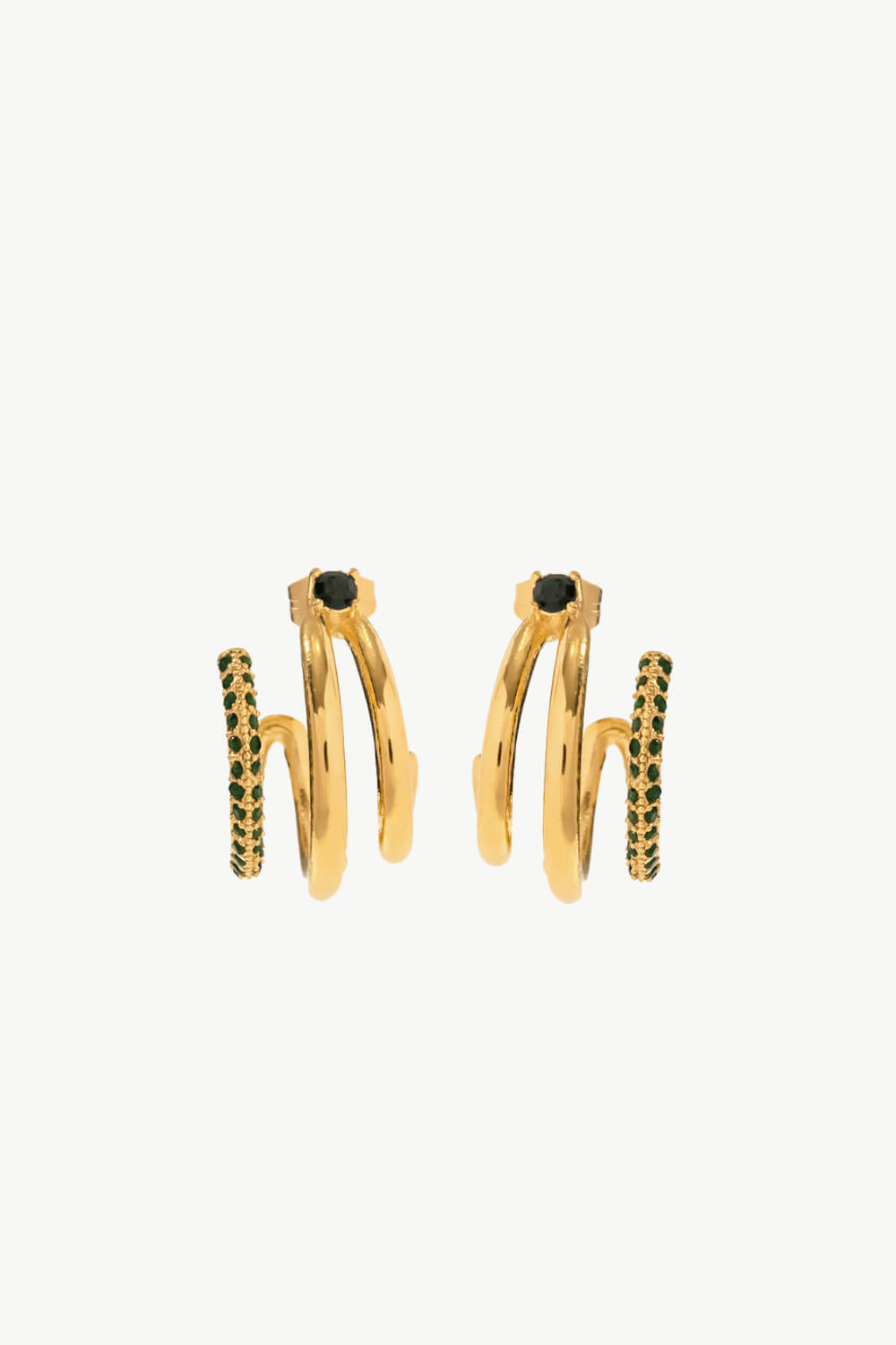 18K Gold Plated Cubic Zirconia Wrap C-Hoop Earrings-UHX-Gold/Green-One Size-Urbanheer