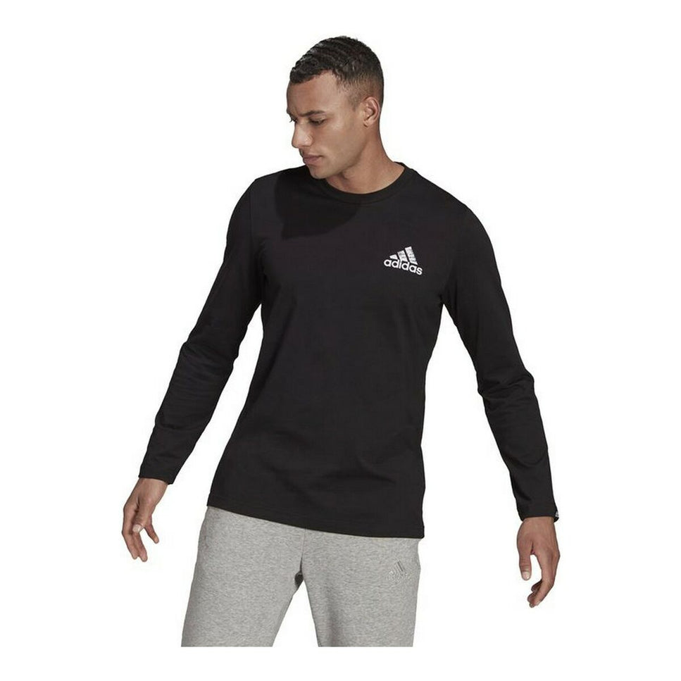 Men’s Long Sleeve T-Shirt Adidas Spray Graphic Black-Adidas-Urbanheer