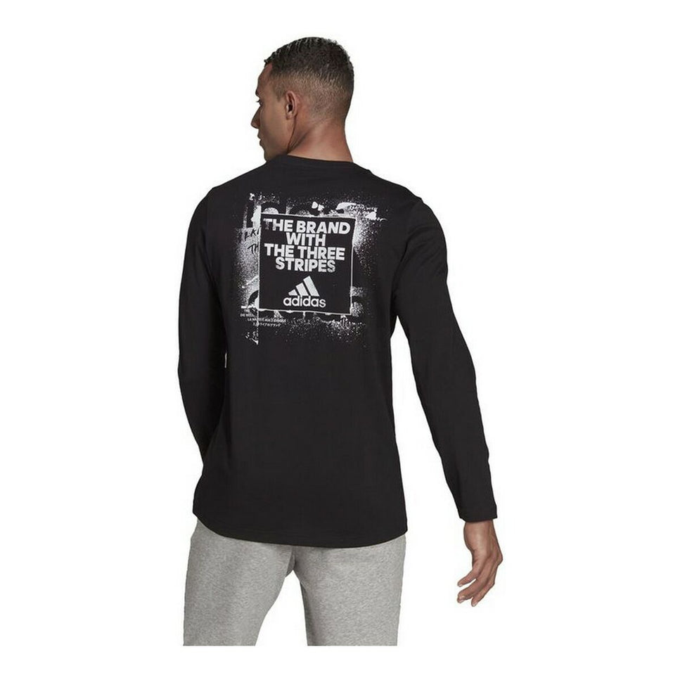 Men’s Long Sleeve T-Shirt Adidas Spray Graphic Black-Adidas-Urbanheer