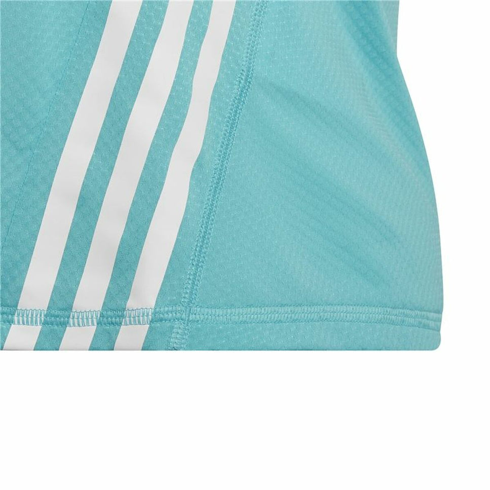 Child's Short Sleeve T-Shirt Adidas Aeroready Three Stripes Aquamarine-Adidas-Urbanheer