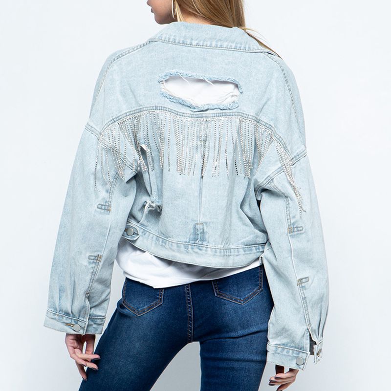 Cropped Collared Neck Dropped Shoulder Denim Jacket-UHX-Urbanheer