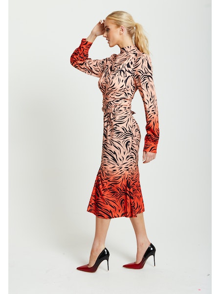 Liquorish Zebra Print Midi Dress-Liquorish-Urbanheer