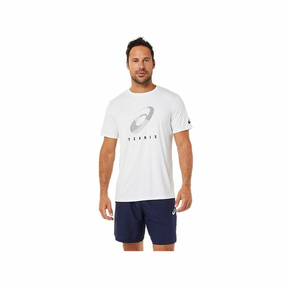 Men’s Short Sleeve T-Shirt Asics Court Spiral Tee White-Asics-Urbanheer