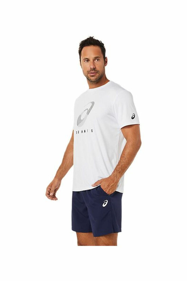 Men’s Short Sleeve T-Shirt Asics Court Spiral Tee White-Asics-Urbanheer