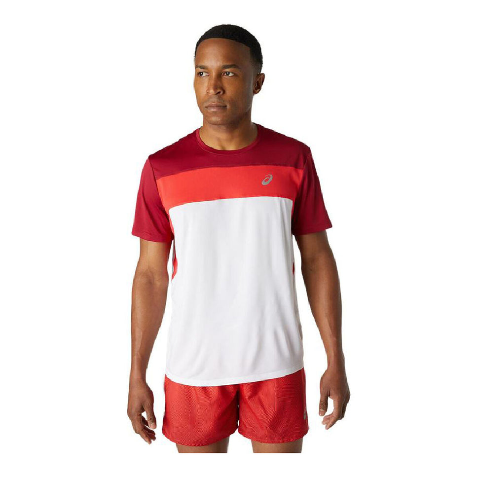 Men’S Short Sleeve T-Shirt Asics Race White Red-Clothing - Men-Asics-Urbanheer