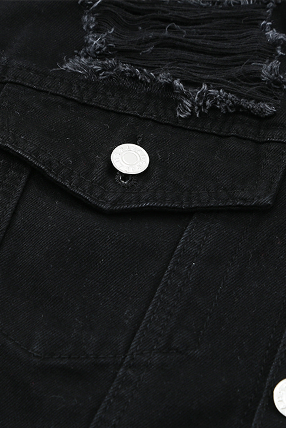 Distressed Button-Up Denim Jacket With Pockets-UHX-Urbanheer