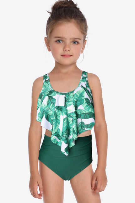 Tie Back Double-Strap Two-Piece Swim Set-UHX-Forest-4T-Urbanheer