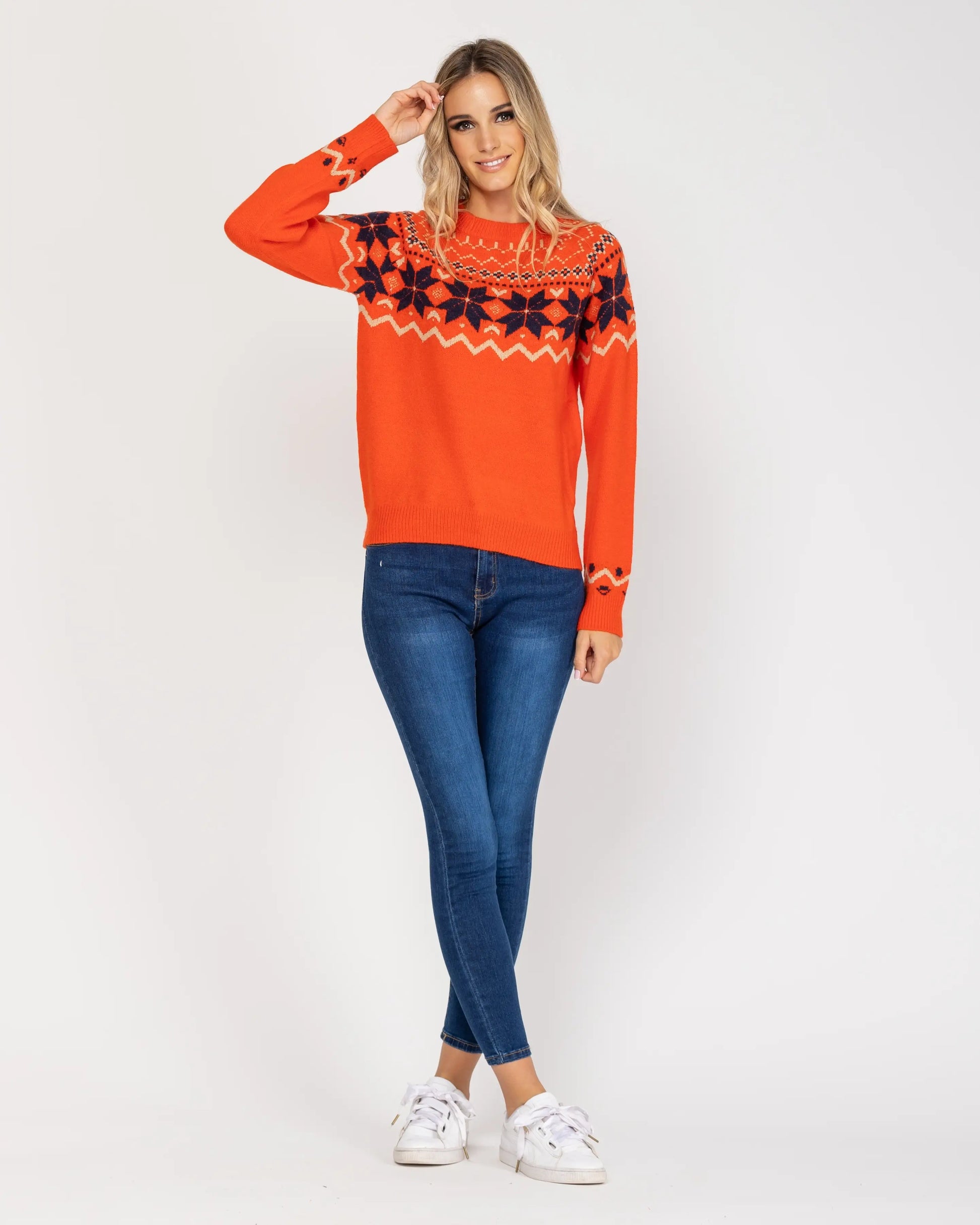 Knitted Jumper With Geometric Print.-Tantra-Urbanheer