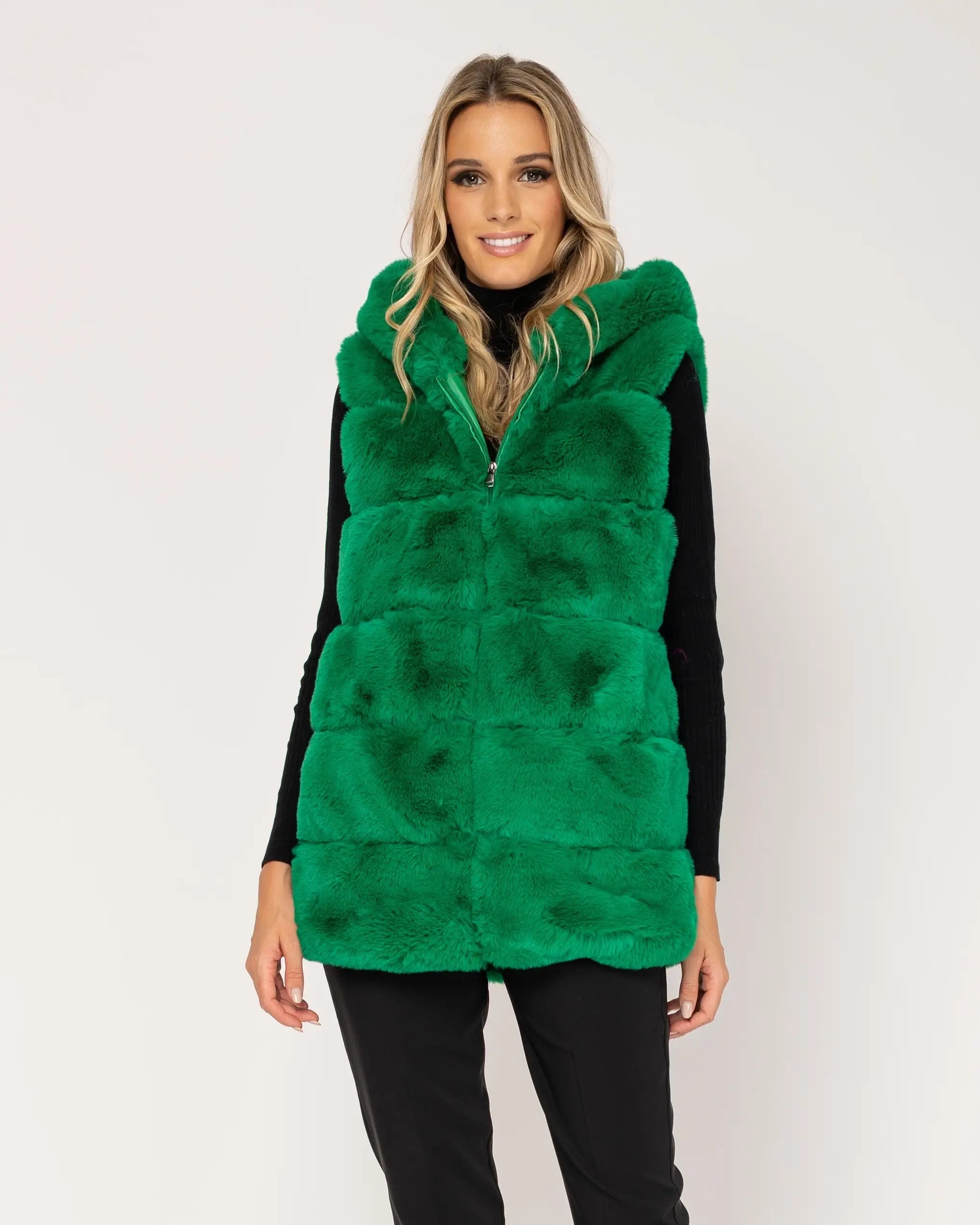 New Fur Vest Coat - Green-Tantra-Urbanheer