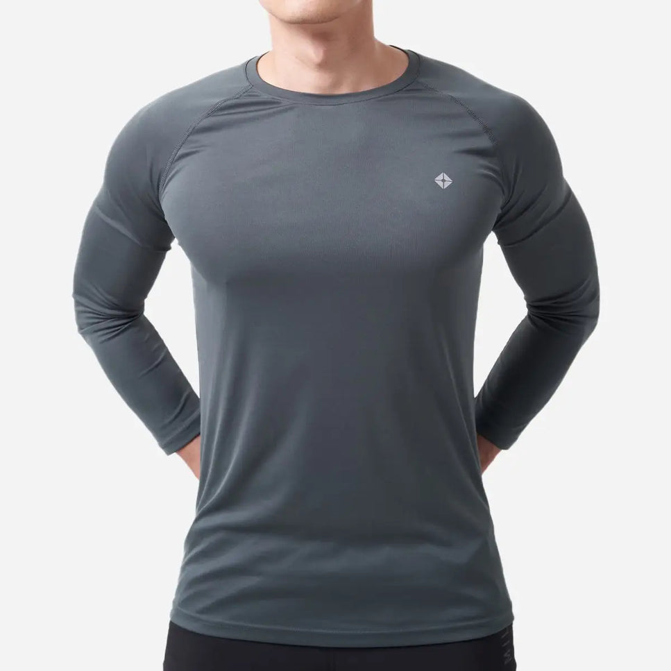 Tm Men Workout Long Sleeve T-Shirt - Gray-Clothing - Men-Thousand Miles-Urbanheer