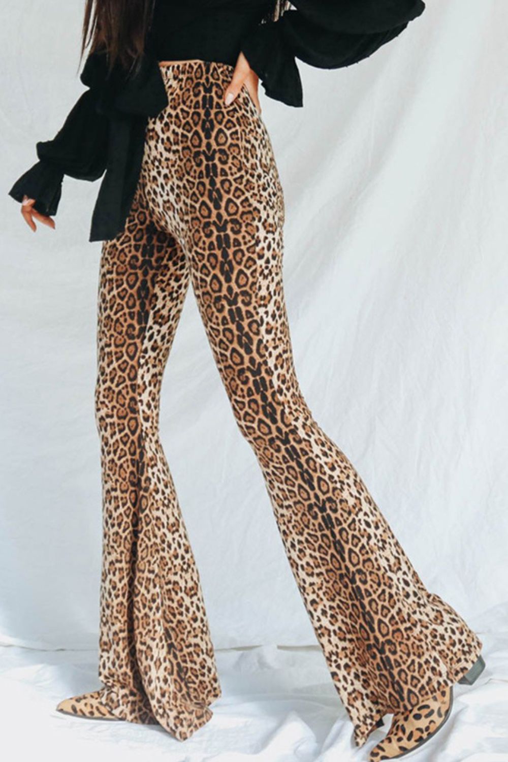 Leopard Print Flare Leg Pants-UHX-Leopard-S-Urbanheer