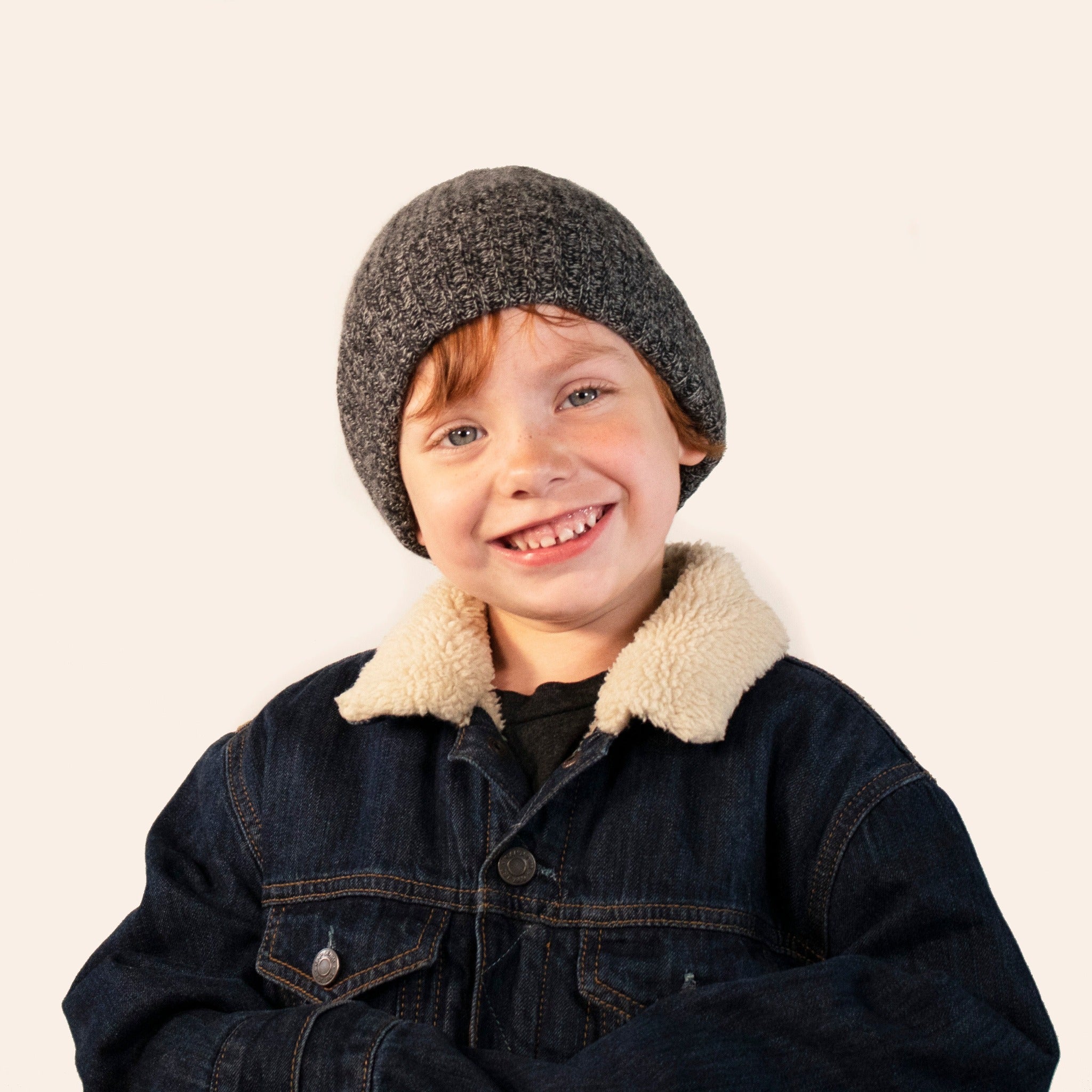 Cashmere Tweeded Hat-Kids Hats-Portolano Kids-BLACK-1-3Y-Urbanheer