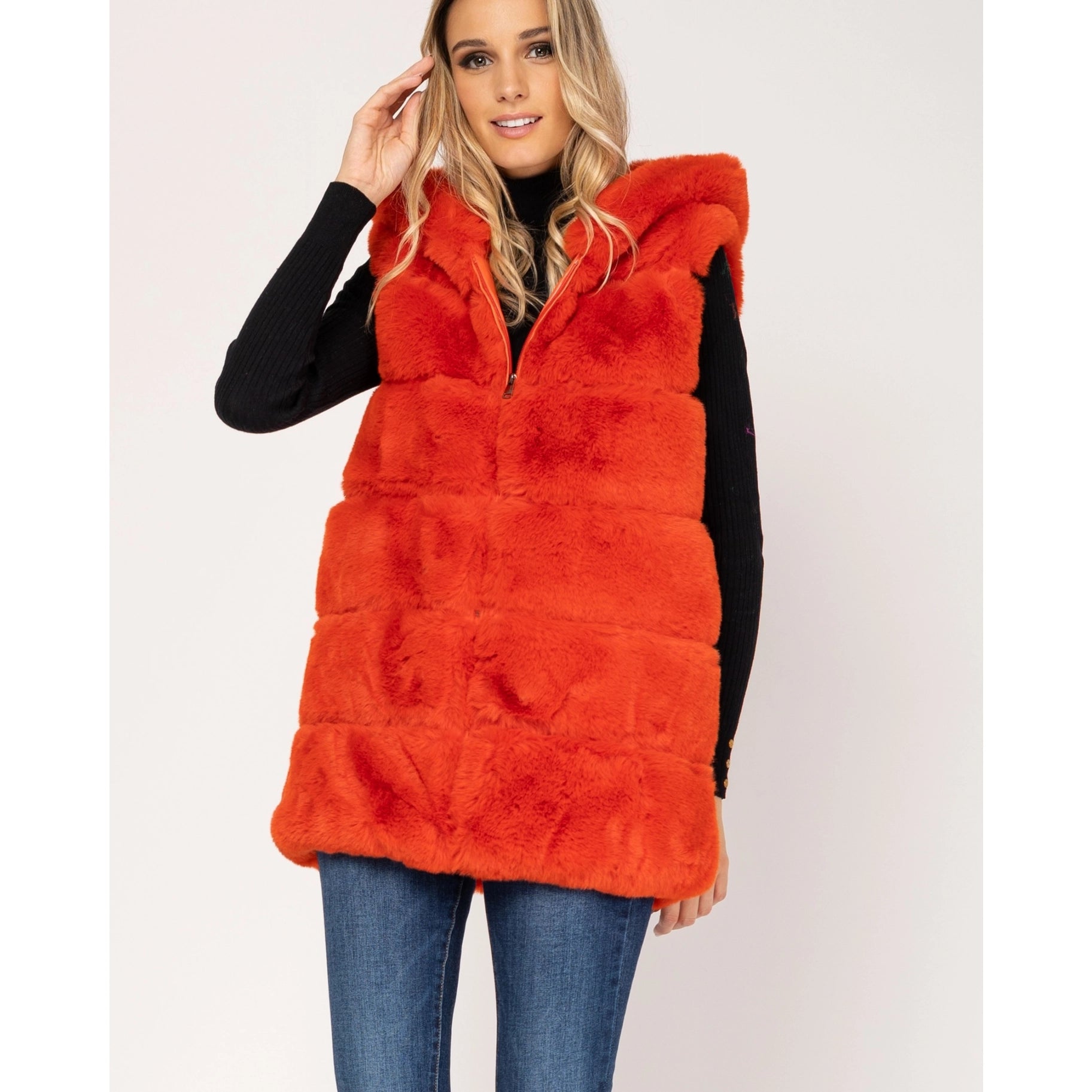 New Fur Vest Coat - Orange-Tantra-Urbanheer