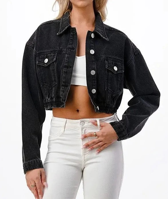 Denim Jacket - Cropped & Casual Style-Clothing-Heart&Hips-Urbanheer