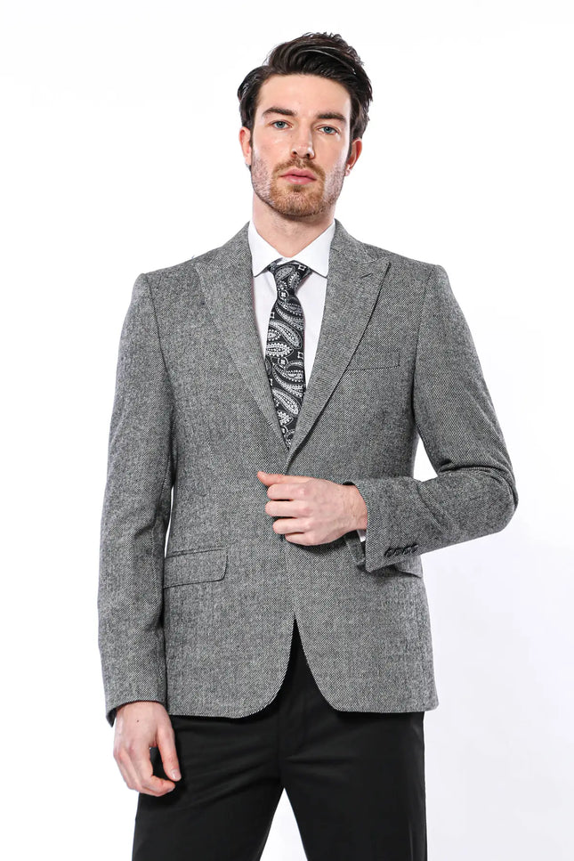 Peak Lapel Grey Blazer-Clothing-Wessi-Urbanheer