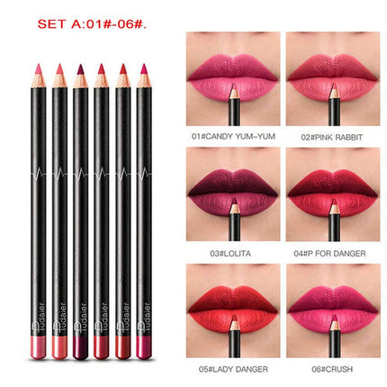 Pudaier 6 Colors/Set Lip Liner Professional Matte Lip Liner Pencil Set Waterproof Long Lasting Smooth Natural Lip Liner Pen Makeup Cosmetic(6Pcs A Set)-Pudaier-Urbanheer