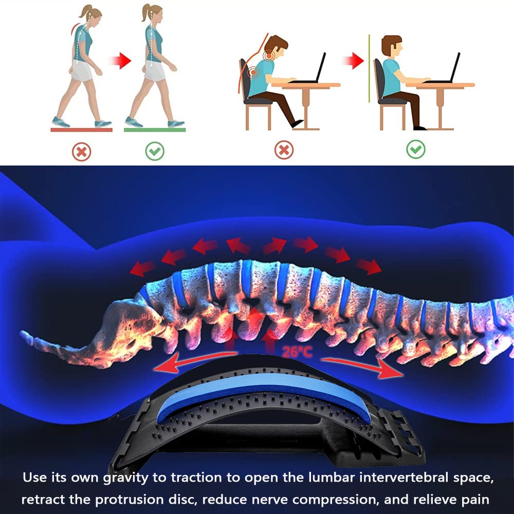 Back Stretcher,Sciatica,Four-Level Back Massager,Scoliosis, Herniated Disc  PainRelief for Upper and Lower Back Pain Relief Spinal, Pain Relieve  Herniated Disc Men Women 