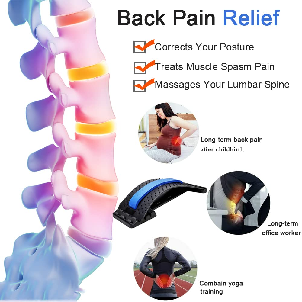 Back Stretcher for Lower Back Pain Relief, Back Cracker Lumbar Spine Board  Adjustable Multi-Level Lumbar Support Back Massagers, Lower and Upper Back  Pain Relief with 4 levels adjustment 