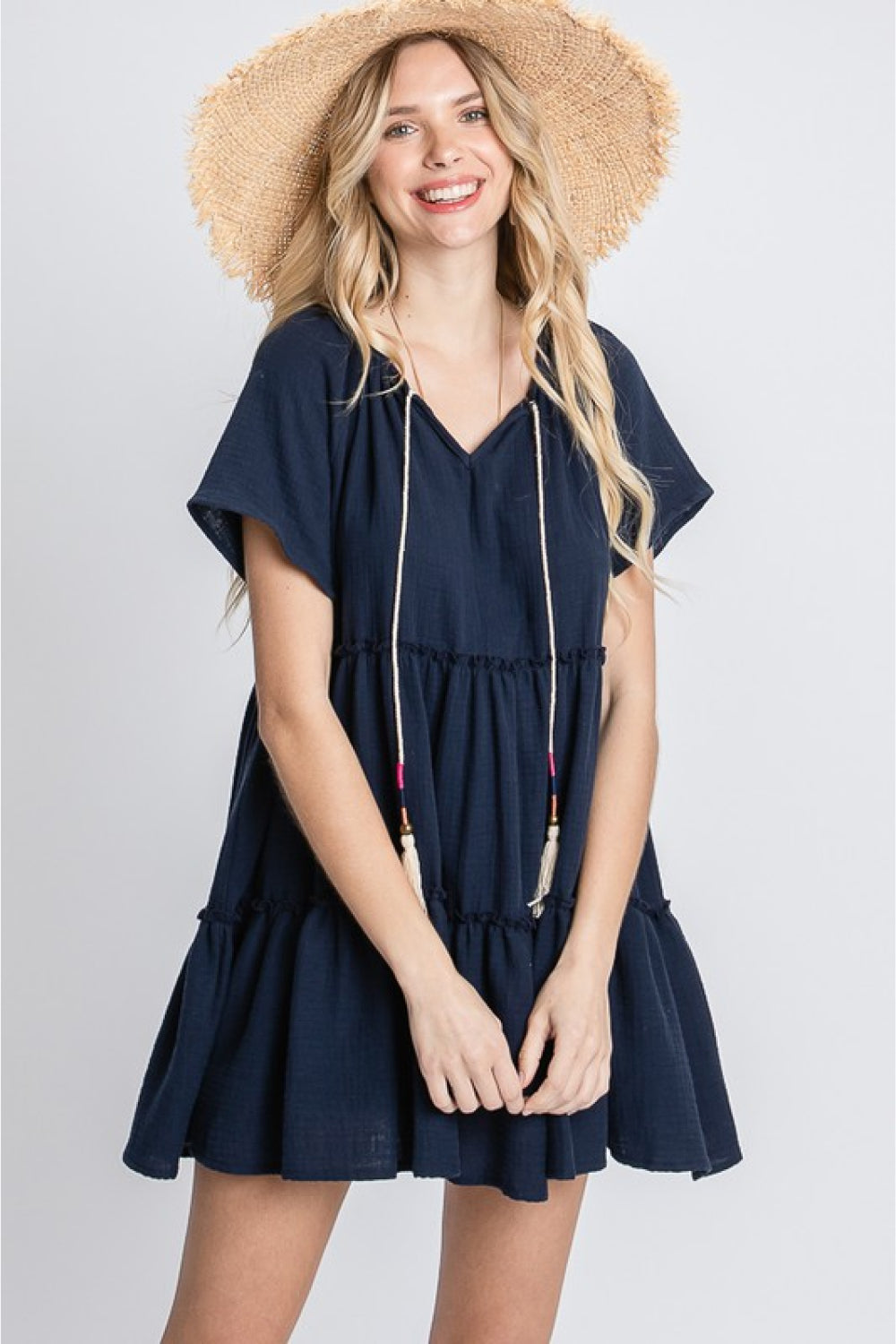 Jade By Jane Full Size Tassel Tie Frill Trim Tiered Dress – UrbanHeer