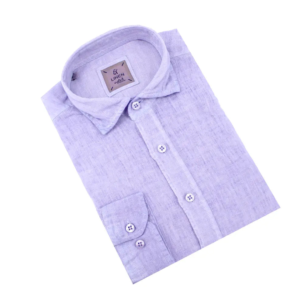 Solid Purple Linen Shirt-Clothing - Men-Eight X-Urbanheer