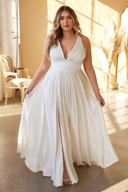 Plus Size Classic Soft Satin A-Line Dress-Wedding Dress-Tux-USA-Urbanheer