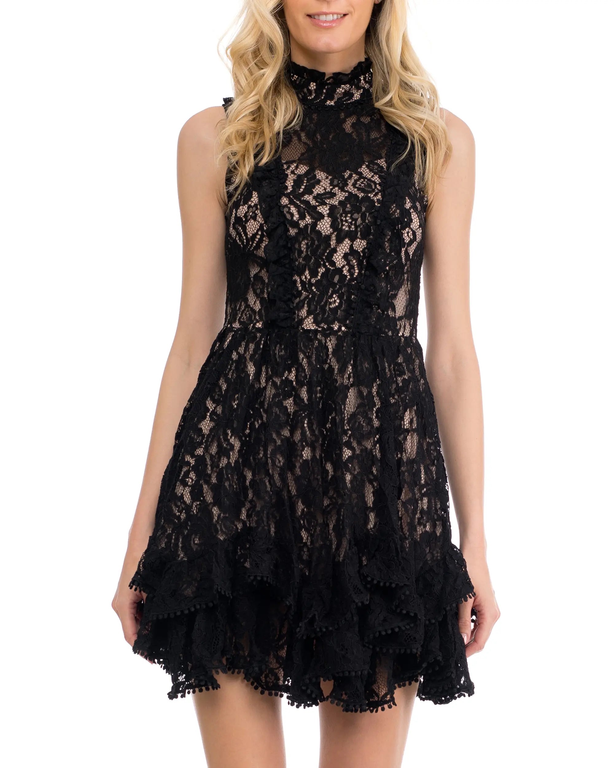 Sleeveless Mini Lace Dress.-Tantra-Urbanheer