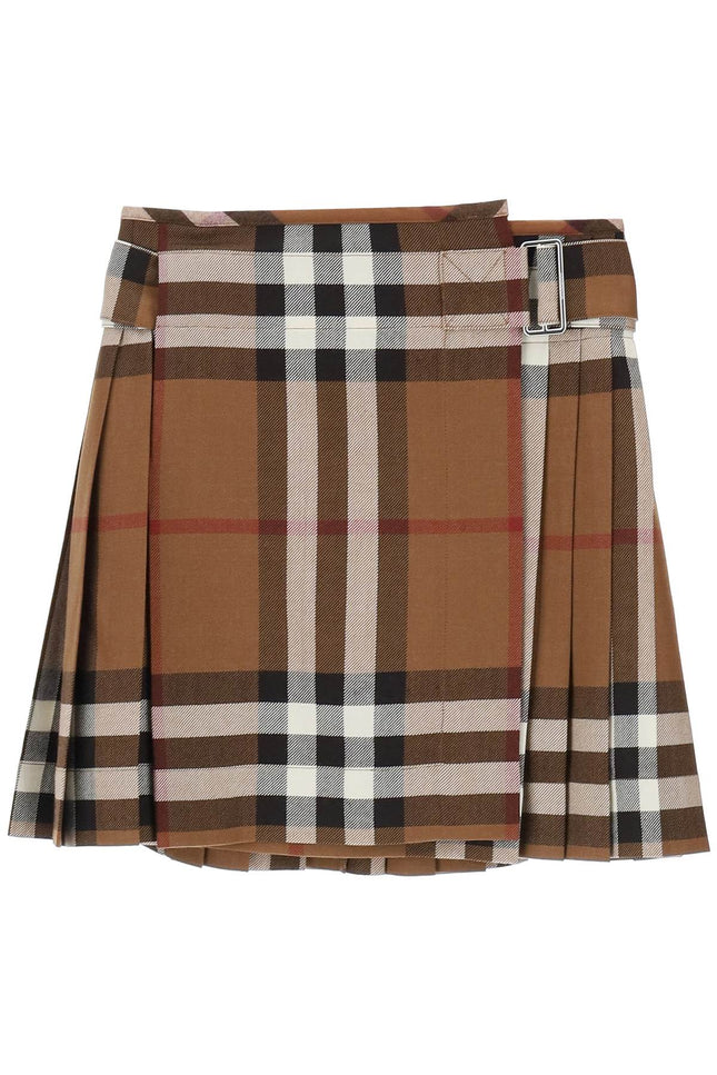 Burberry Exaggerated Check Pleated Wool Mini Skirt-Burberry-Urbanheer