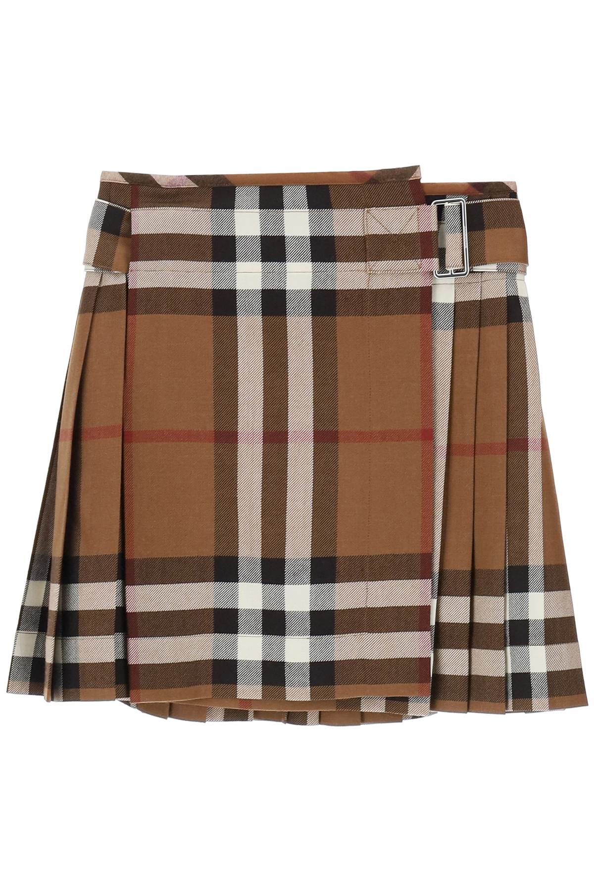 Burberry Exaggerated Check Pleated Wool Mini Skirt-Burberry-Urbanheer