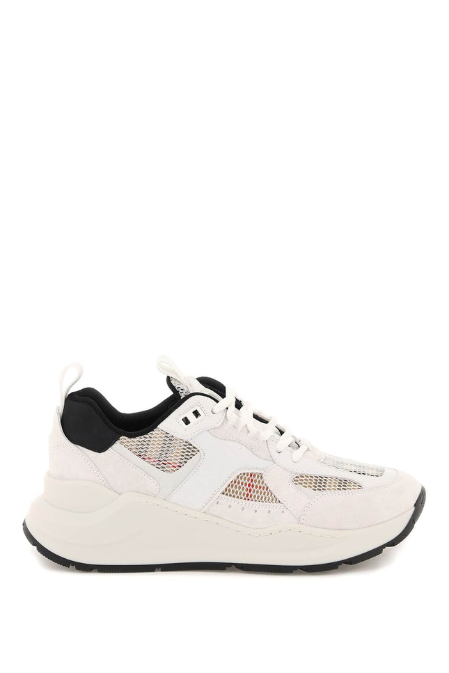 Burberry Smooth Leather And Suede Sneakers With Tartan Mesh Inserts-Burberry-Urbanheer