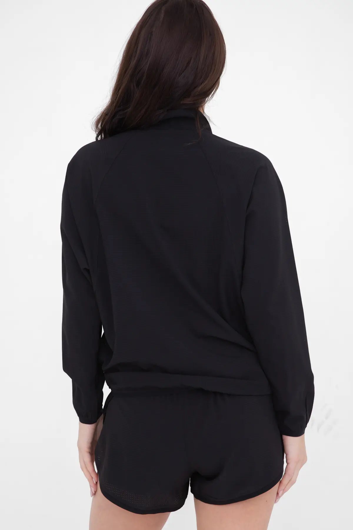 Athletic Women Mock Neck Running Jacket- Black-Clothing - Women-Mono B-Urbanheer